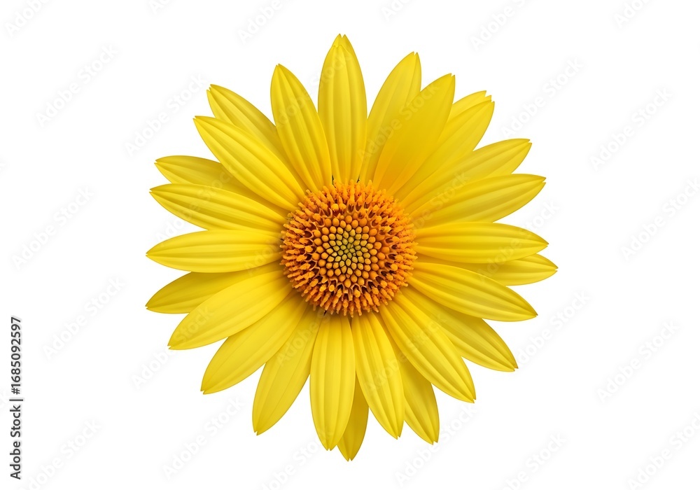 Fototapeta premium A bright yellow daisy flower isolated on white background