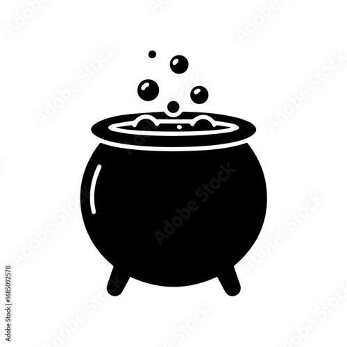 Halloween witch's cauldron vector illustration. Black editable cauldron silhouette for Happy Halloween concepts