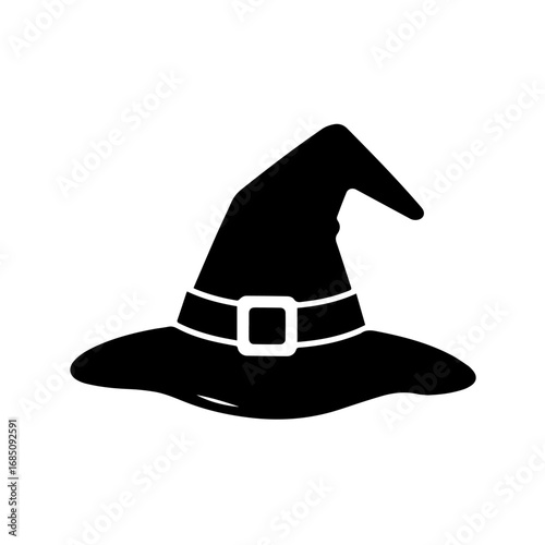 Halloween witch's hat vector illustration. Black editable witch's hat silhouette for Happy Halloween concepts