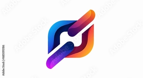 Vibrant abstract interconnected link logo with a modern gradient design, symbolizing unity, digital integration, and strong connections for various technological and business concepts