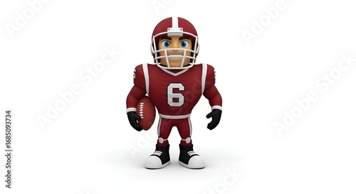 3D football mascot figure, white background