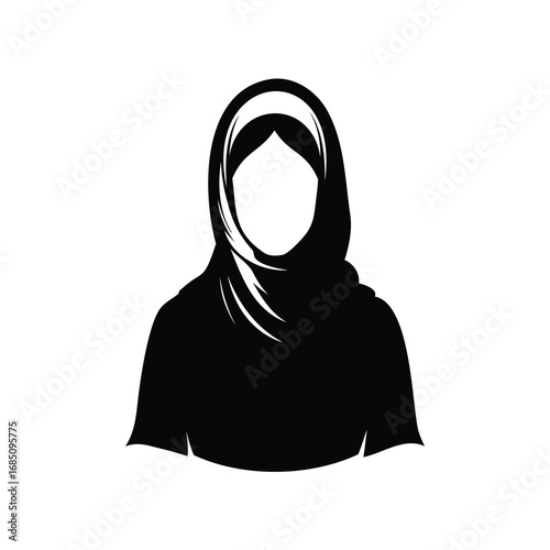 Silhouette of a woman wearing a hijab, a symbol of Muslim identity, woman wearing hijab silhouette vector illustration
