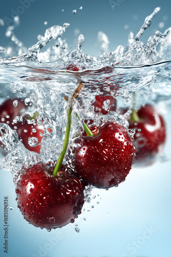 Cherry splash underwater motion