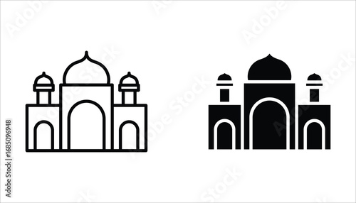 mosque icon set. editable icons, can be used in logo, UI and web design, Flat illustration of vector icon on white background.