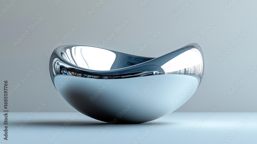 © Almahyra - Abstract chrome bowl, modern minimalist design, studio setting. Possible use Interior design, product photography © Almahyra - Abstract chrome bowl, modern minimalist design, studio setting. Possible use Interior design, product photography
