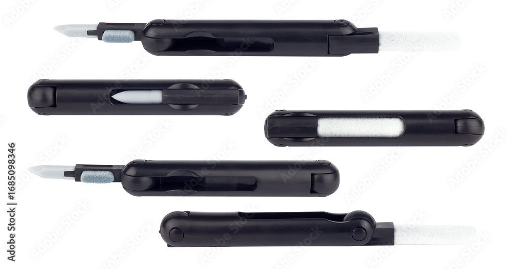 Fototapeta premium set of multitool for cleaning headphones folded, isolated from the background 