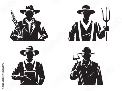 Farming Worker Symbol with Clean Minimal Silhouette Vector Style