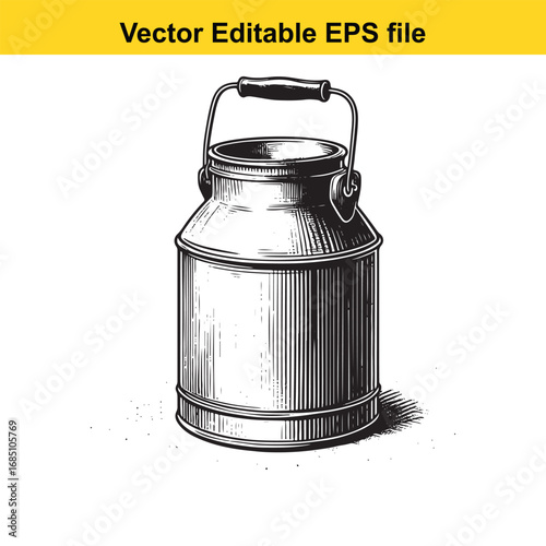 Vintage milk can isolated on white background