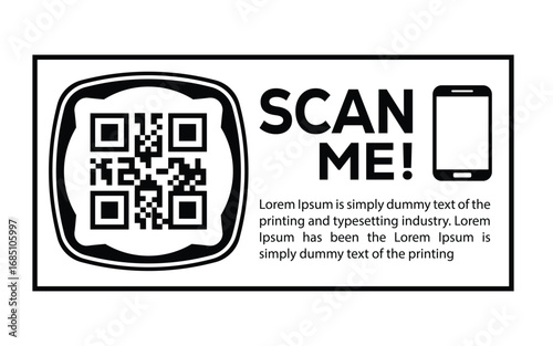 Scan QR code icon. Digital scanning qr code. QR code scan for smartphone. Scan Here text on top of the qr code