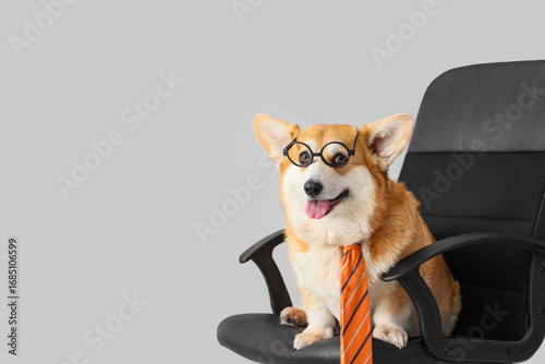 Cute business dog with eyeg...