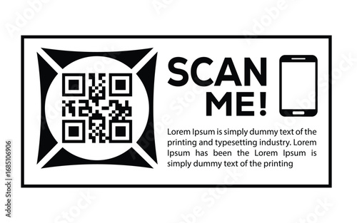 QR code scan icon set. Scan me frame. QR code scan for smartphone. QR code for mobile app, payment and identification. Vector illustration.
