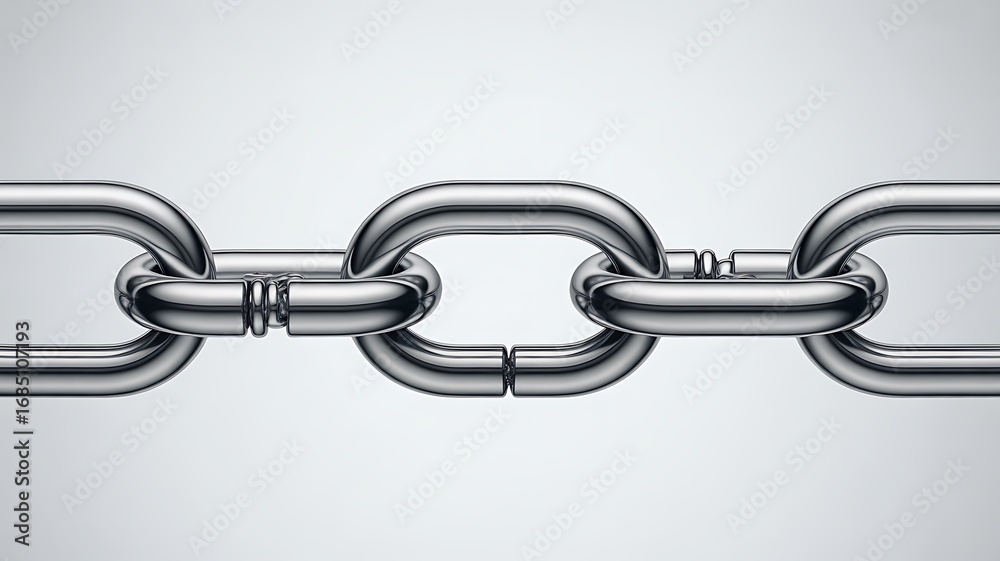 Obraz premium Close-up metallic chain links demonstrating strength connection and industrial strength for various applications