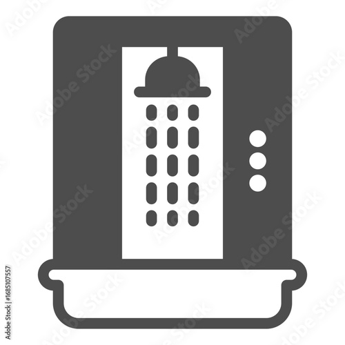 Shower stall solid icon, body hygiene concept. Vector graphics. Bathroom cabin, shower sign on white background, glyph style icon for mobile or web design.