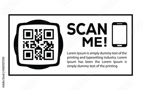 QR code scan icon set. Scan me frame. QR code scan for smartphone. QR code for mobile app, payment and identification. Vector illustration.