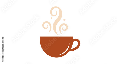 Steaming cup of coffee with swirls of steam, illustration