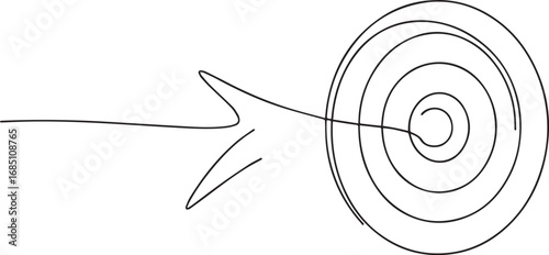 Target and arrow vector one line drawing illustration