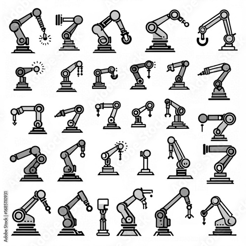 Industrial Robot Arm Icons