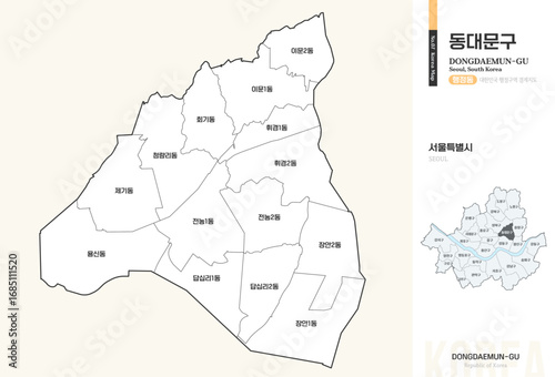 서울특별시 동대문구 행정동 윤곽선 지도