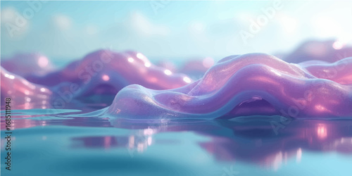 Colorful underwater scene with flowing bubbles and light effects in abstract motion design