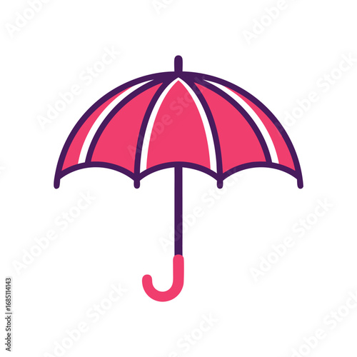 Vibrant pink umbrella icon offering protection and style for any modern design concept