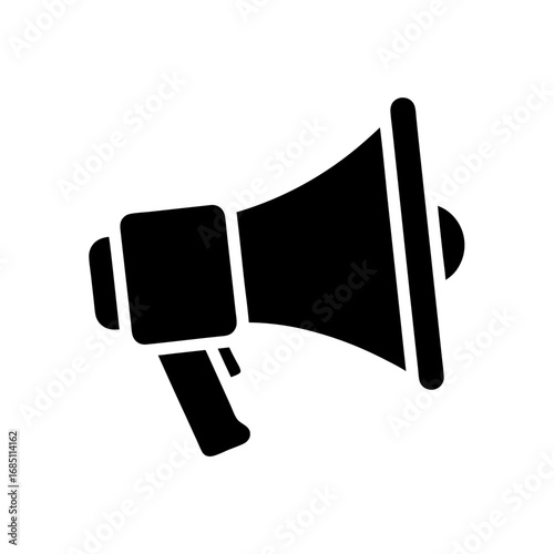 Dynamic megaphone icon announcing important news and promotions with clear bold design