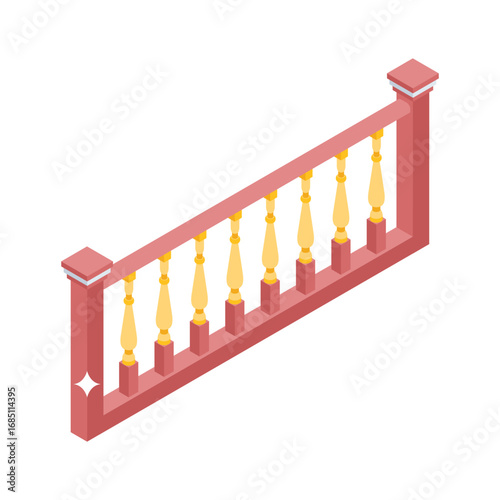 Strong isometric icon of courtroom railing with detail
