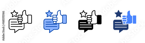 Review icon set multiple style collection