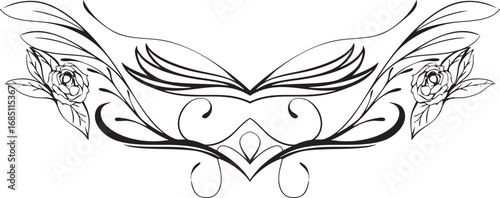 おしゃれな細い線画の葉っぱのタトゥー・イラスト装飾素材