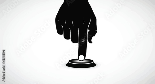 Vector illustration of hand pressing a button, vector illustration