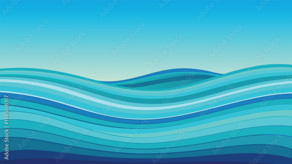 Fototapeta premium Vibrant blue ocean waves create a soothing, dynamic seascape for summer travel or coastal themes