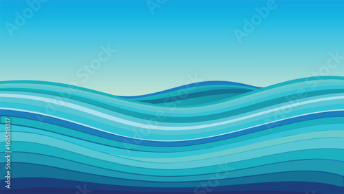 Vibrant blue ocean waves create a soothing, dynamic seascape for summer travel or coastal themes