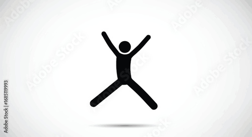 Vector illustration of stick figure doing jumping jack exercise, promoting fitness and health
