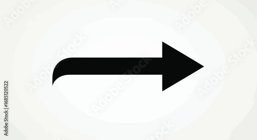 Vector illustration of arrow icon pointing to the right with a curved tail