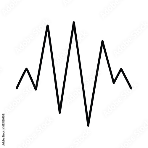 Jagged black line graph on a plain white background. Editable stroke. Vector illustration