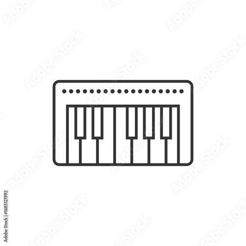 Line drawing of a keyboard featuring keys and a row of small dots. Editable stroke. Vector illustration