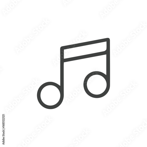 Line drawing of a musical note two black circles connected to a horizontal bar. Editable stroke. Vector illustration