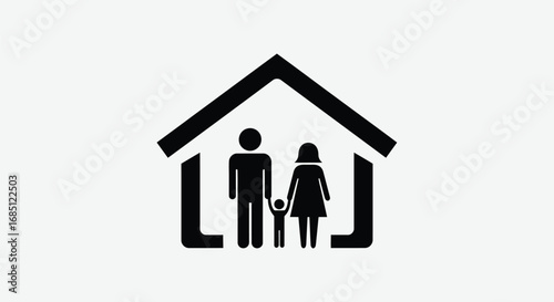 Vector illustration of family home icon, representing domestic life