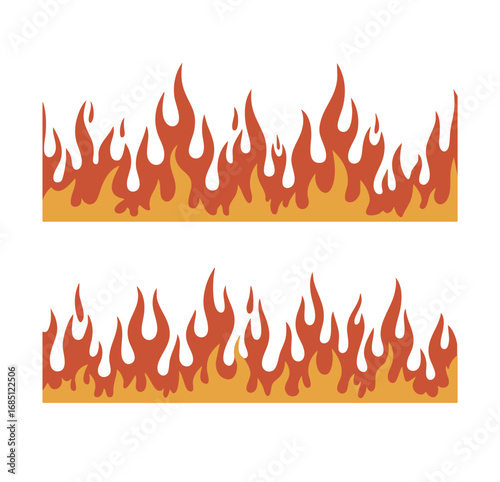 Dynamic Fiery Flames Border Design Elements for Graphic Projects