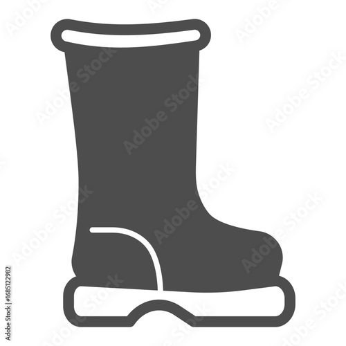 Gardener rubber boot solid icon, safety workwear concept. Vector graphics. Protective boot for work in garden, footwear sign on white background, glyph style icon for mobile or web design.