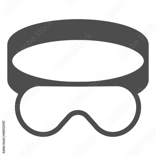Plastic goggles with rubber strap solid icon, workwear concept. Vector graphics. Glasses for eyes protection, safety sign on white background, glyph style icon for mobile or web design.