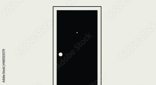 Vector illustration of a black door with a white frame is featured