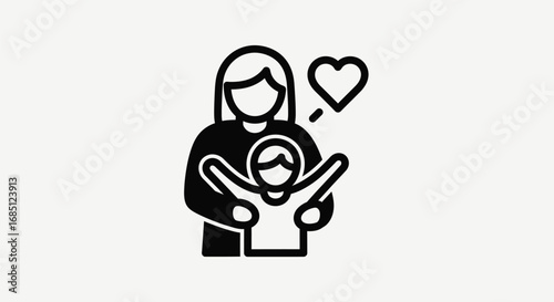 Vector illustration of illustration of a mother hugging her child