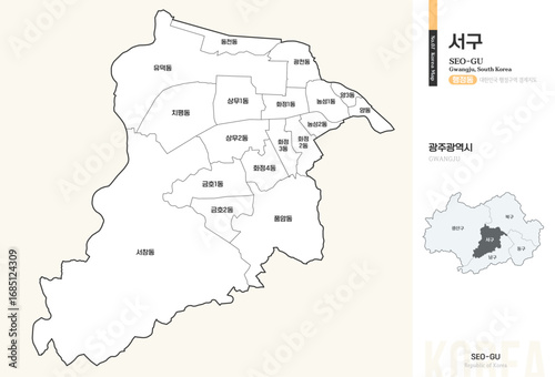 광주광역시 서구 행정동 윤곽선 지도