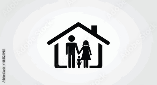 Vector illustration of family in house icon representing love and security