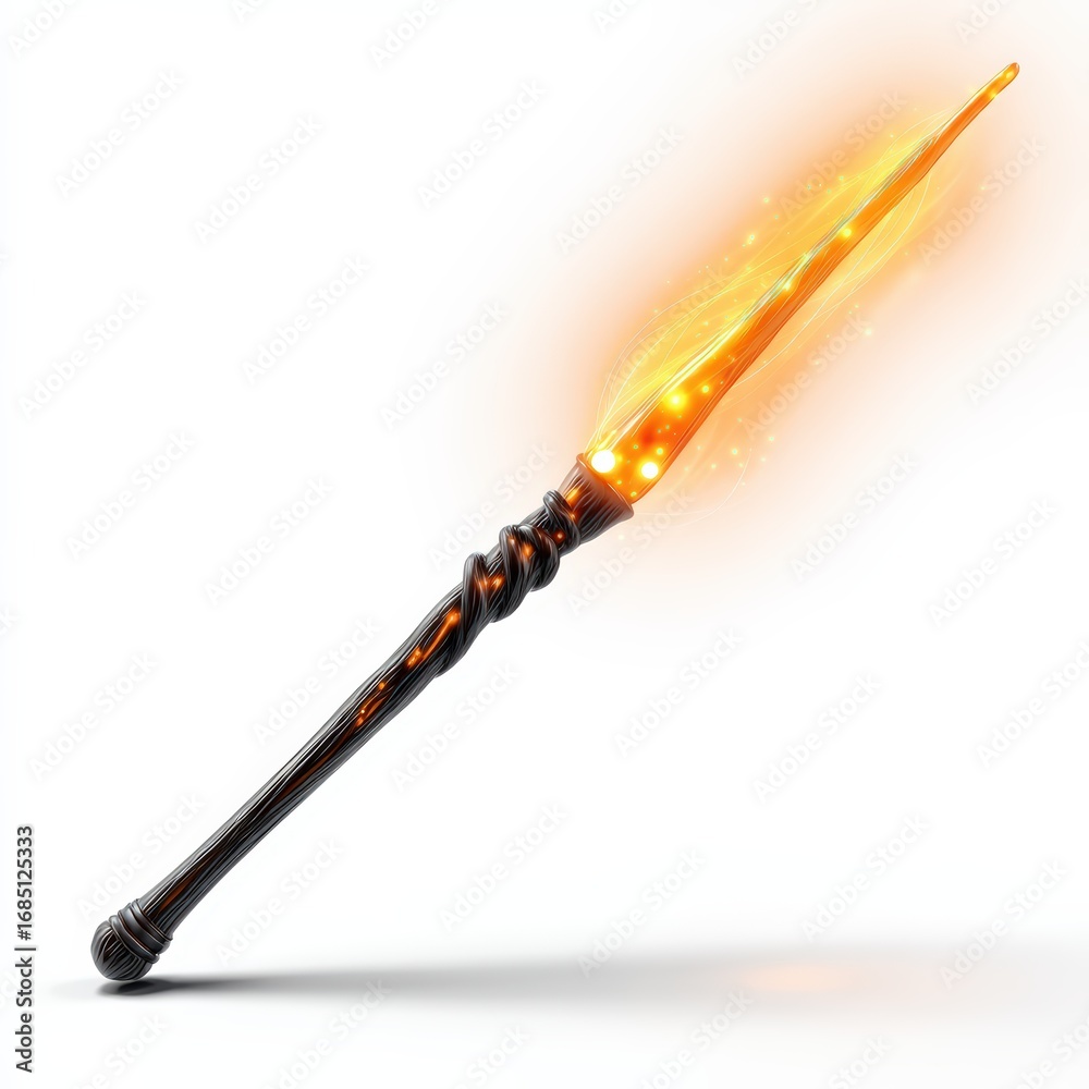 Fototapeta premium A long, thin, orange stick with a glowing tip