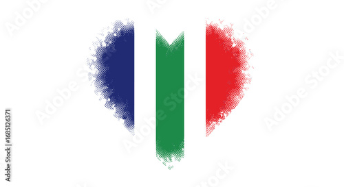 Expressing national pride and unity through a heart-shaped flag design with a textured brushstroke effect