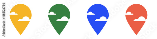 colorful location pin with clouds illustration