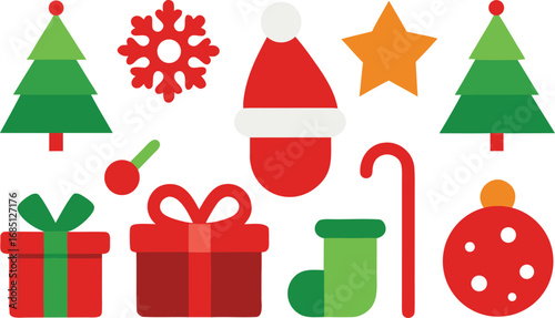 Festive christmas icons pack vector illustration scalable eps holiday elements set