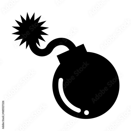 Bomb Icon – Black Silhouette of Classic Round Explosive