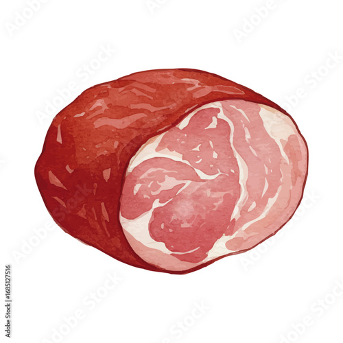 Vector watercolor processed meat / 水彩テイストの加工肉（ハム）イラスト
